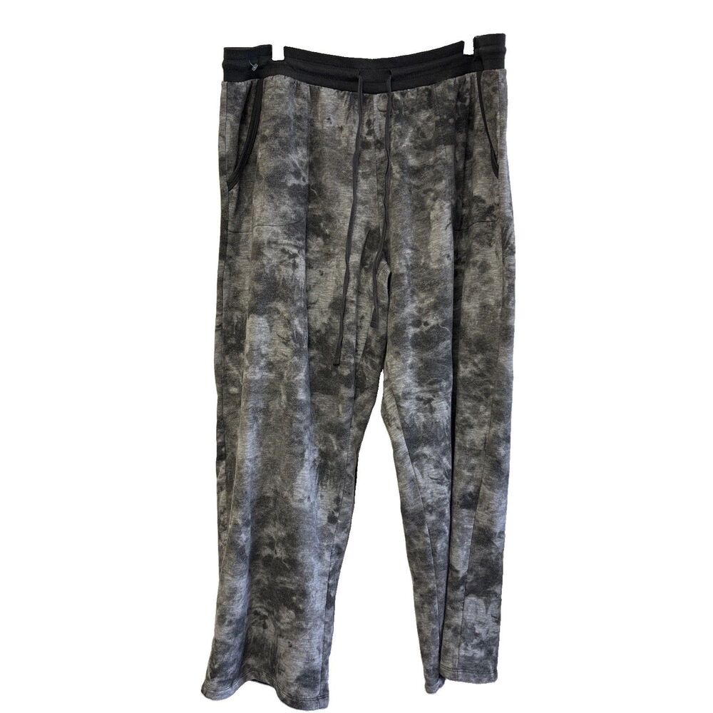 Ambrielle Sleepwear Sleep Pants Gray Floral Print XL Pockets Elastic Waist